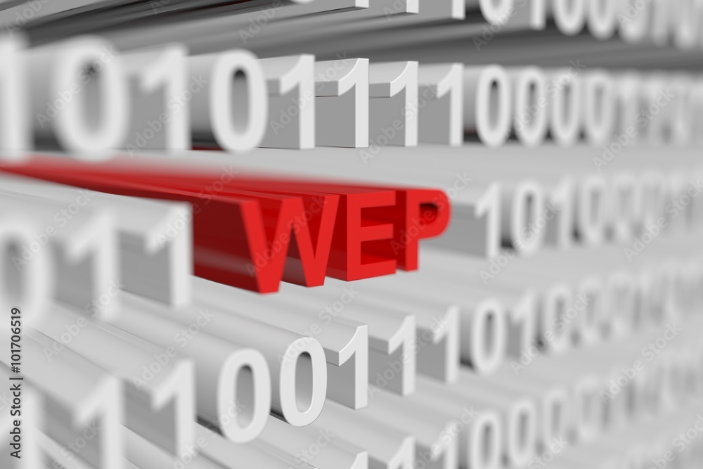 WEP is presented in the form of a binary code with blurred background