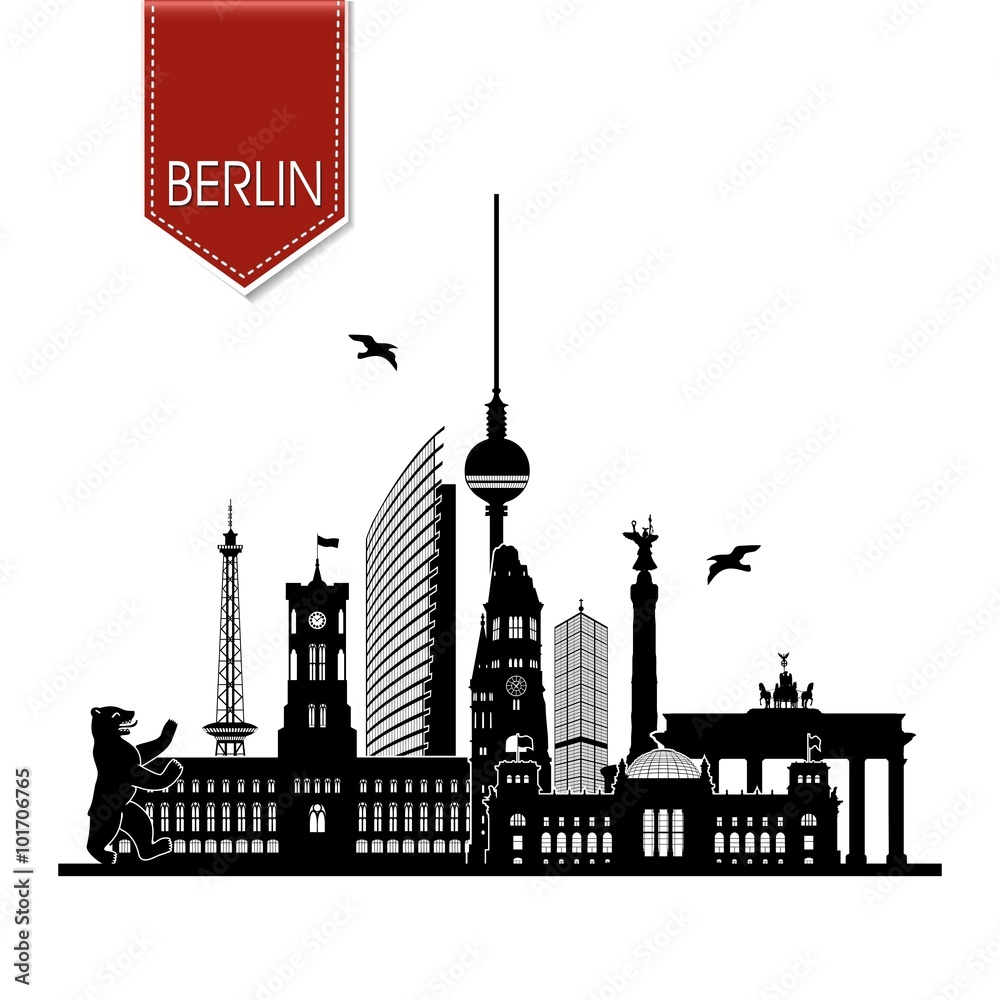 Φωτογραφία Berlin-Ansicht Skyline mit rotem Maker - Funkturm Berliner Bär Rotes Rathaus Fer