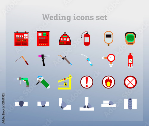 Set colour icon (welding) / Icons welding equipment and welding