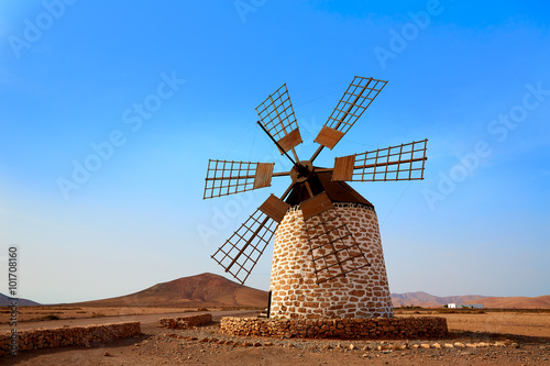 Tefia windmill Fuerteventura at Canary Islands