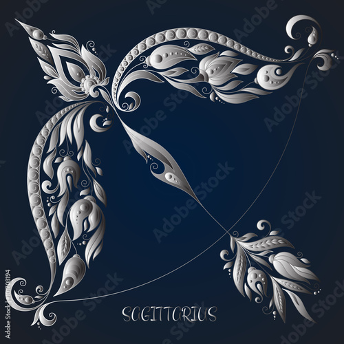 Sagittarius . Astrology Zodiac sign. Hand drawn style.