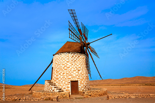 Tefia windmill Fuerteventura at Canary Islands photo