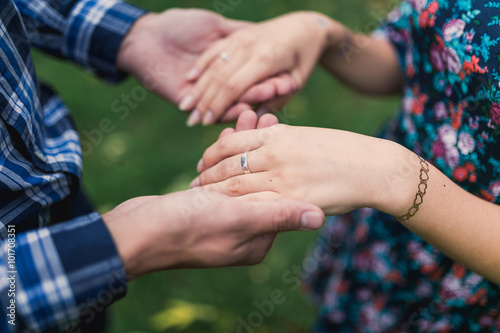 Couple holding hands. Love concept photo