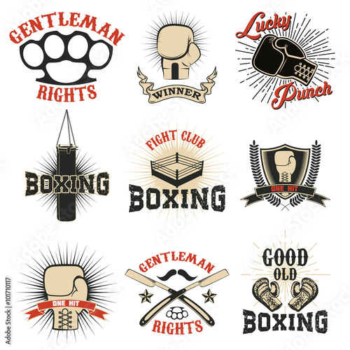 Set of the boxing club labels, emblems and design elements