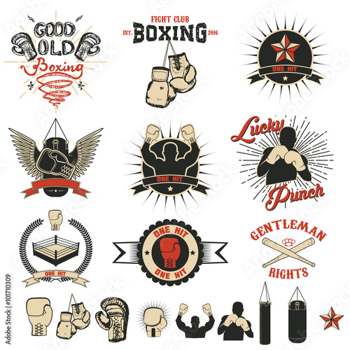 Set of the boxing club labels, emblems and design elements2
