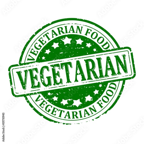 Damage to the green round stamped - vegetarian food - vector eps
