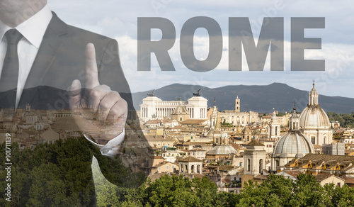 Canvas Print rome skyline at night with businessman concept