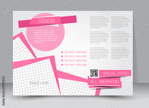 Flyer, brochure, magazine cover template design landscape orientation for education, presentation, website. Pink color. Editable vector illustration.