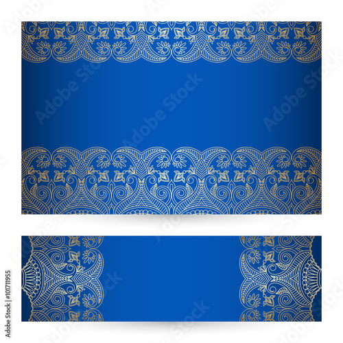 Vector set with vintage lace floral pattern.