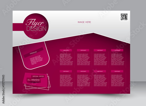 Flyer, brochure, magazine cover template design landscape orientation for education, presentation, website. Pink color. Editable vector illustration.