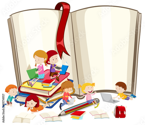 Children reading books together