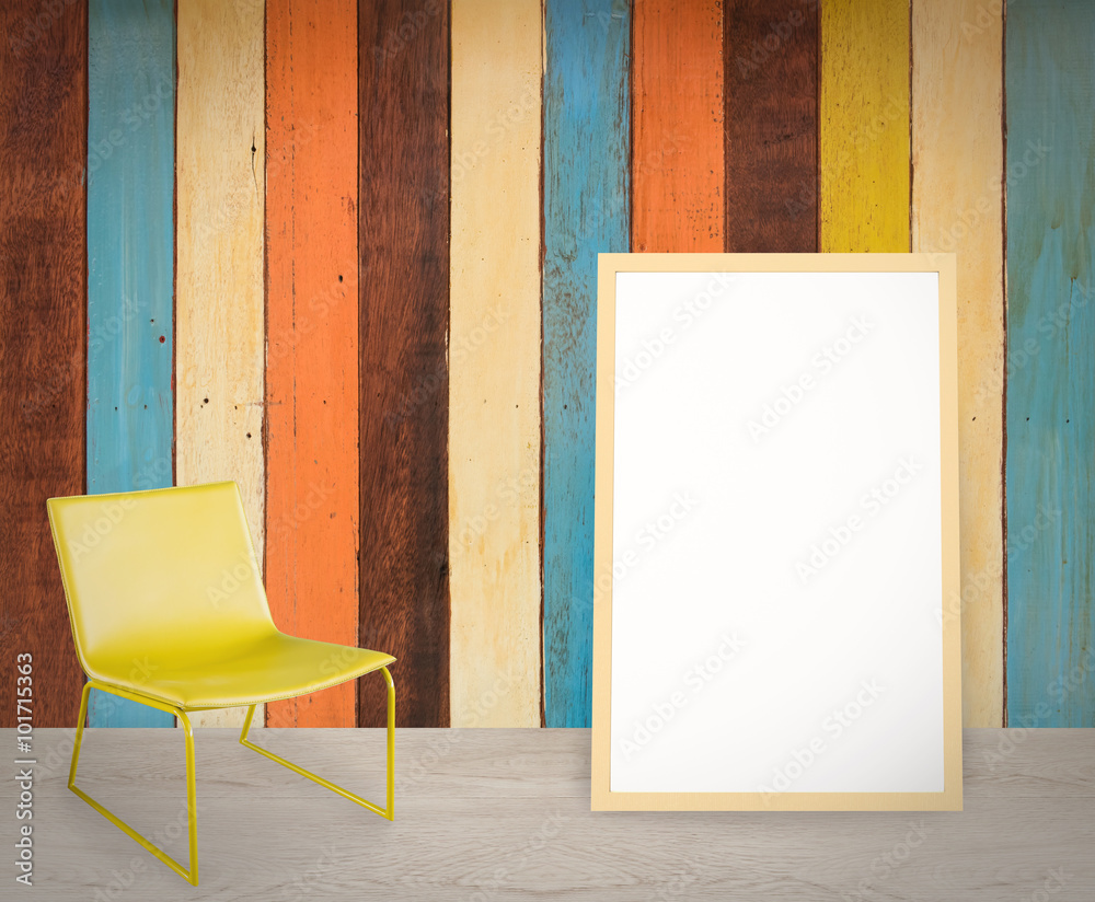 3d rendering white board floor mount on colourful wall 3d rendering white board floor mount on colourful wall