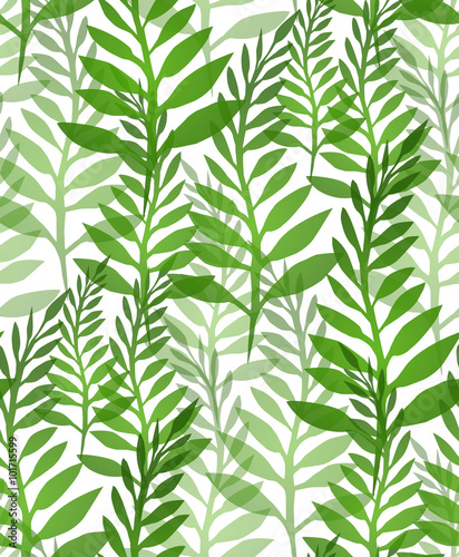 Seamless texture with plants and ferns. Vector background 