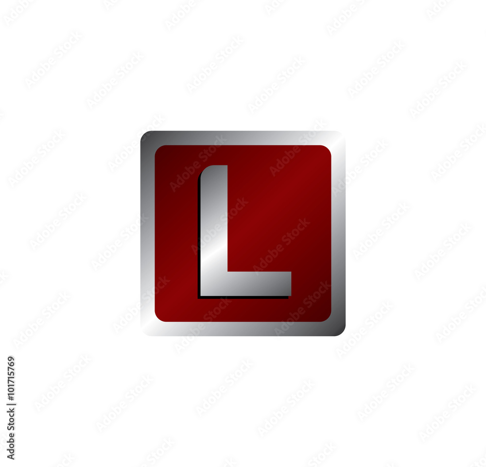 L letter red silver square L letter red silver square
