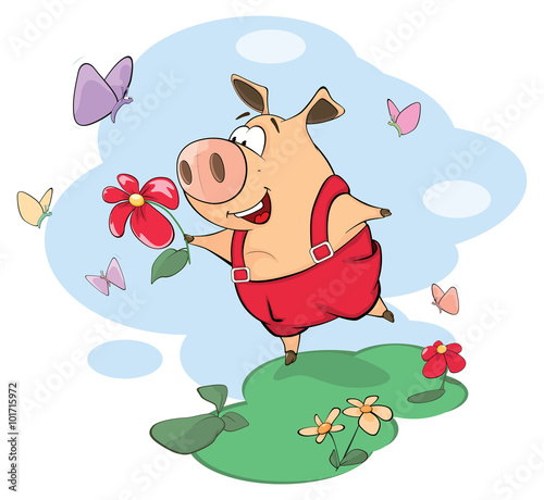 A cute pig farm animal cartoon