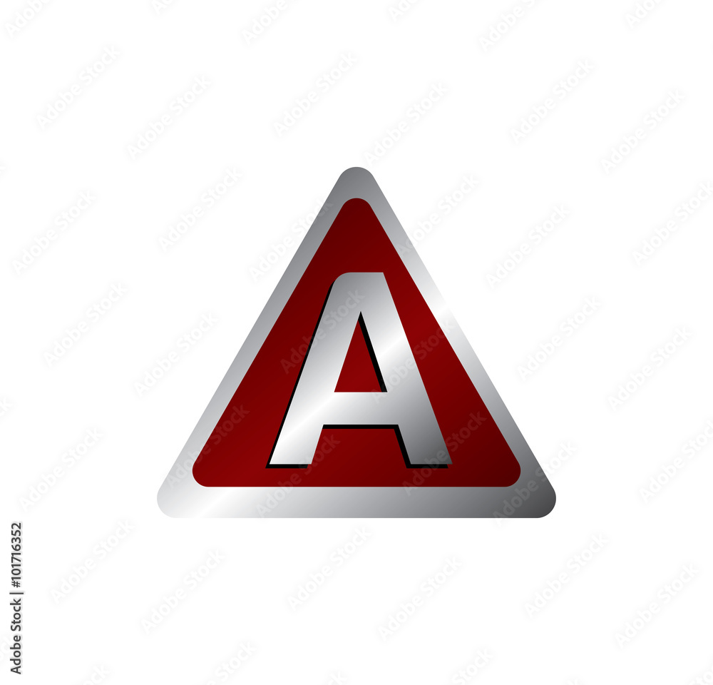 A letter red silver triangle A letter red silver triangle