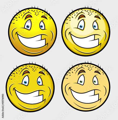 Cheerful Bald Smile Vector Set