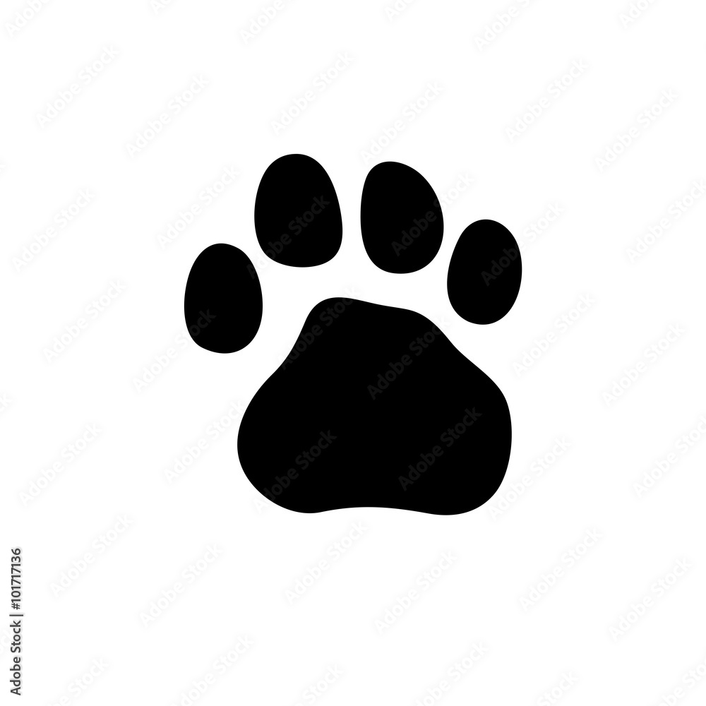 Tiger - paw print . Animal footprint isolated on white background. Vector illustration. Design element. Tiger - paw print . Animal footprint isolated on white background. Vector illustration. Design element.