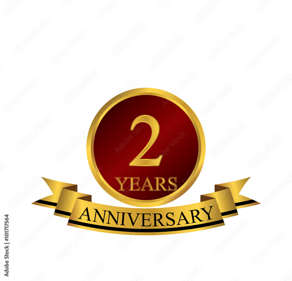 2 anniversary with red golden ring and ribbon 2 anniversary with red golden ring and ribbon