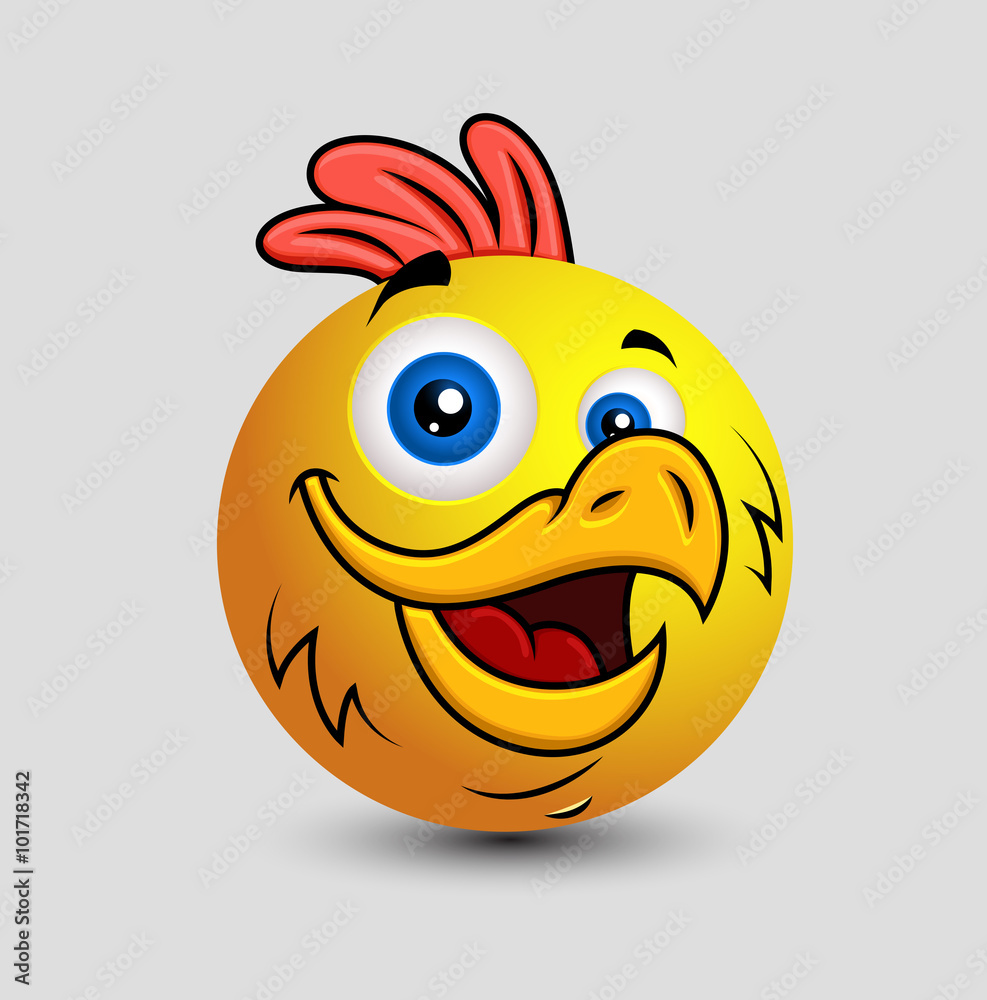 Cartoon Rooster Emoji Smiley Emoticon Stock Vector Adobe Stock