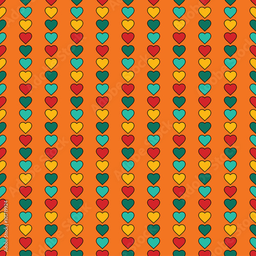 Seamless vector decorative background with hearts. Print. Repeating background. Cloth design, wallpaper.