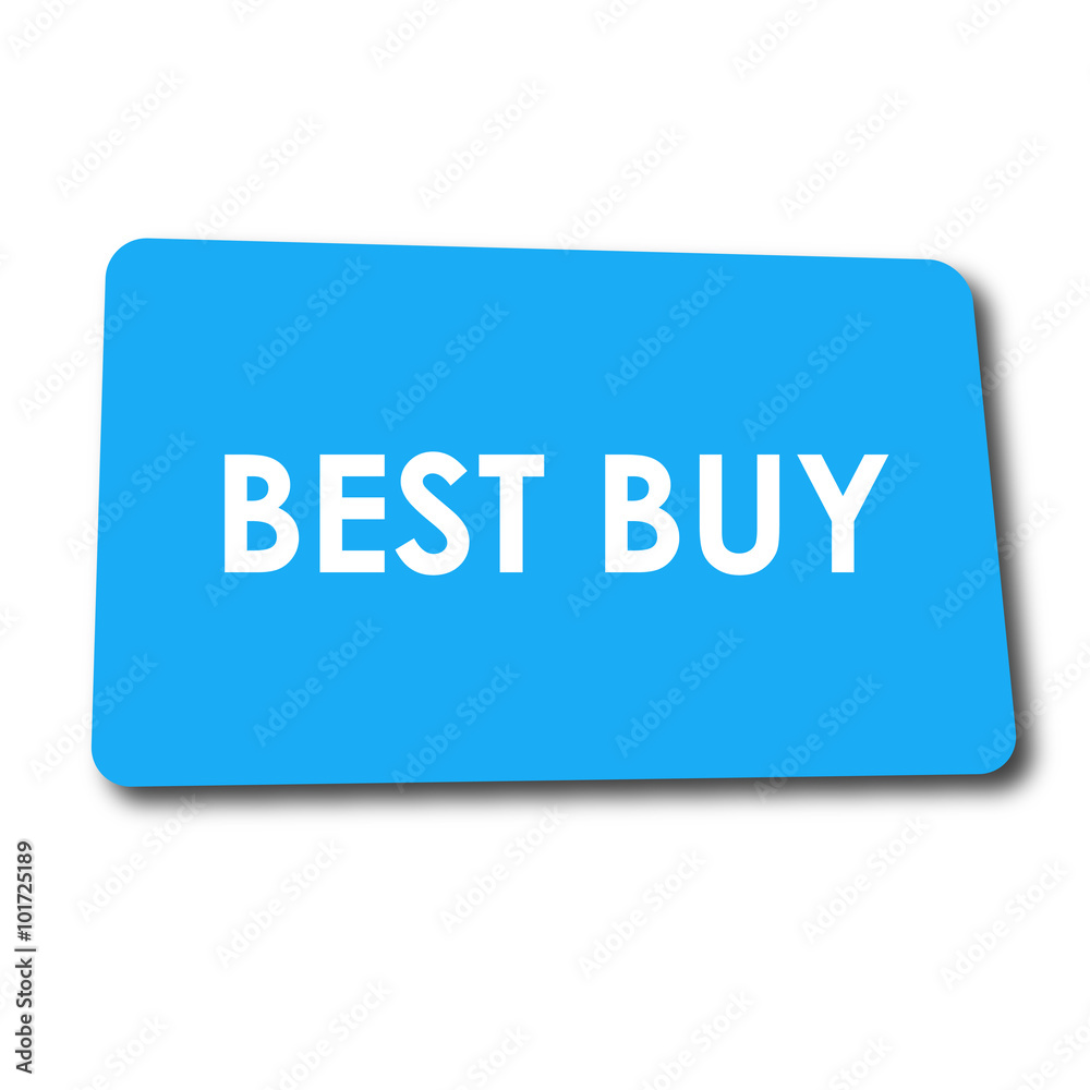 Icono plano BEST BUY en rectangulo azul con sombra Icono plano BEST BUY en rectangulo azul con sombra