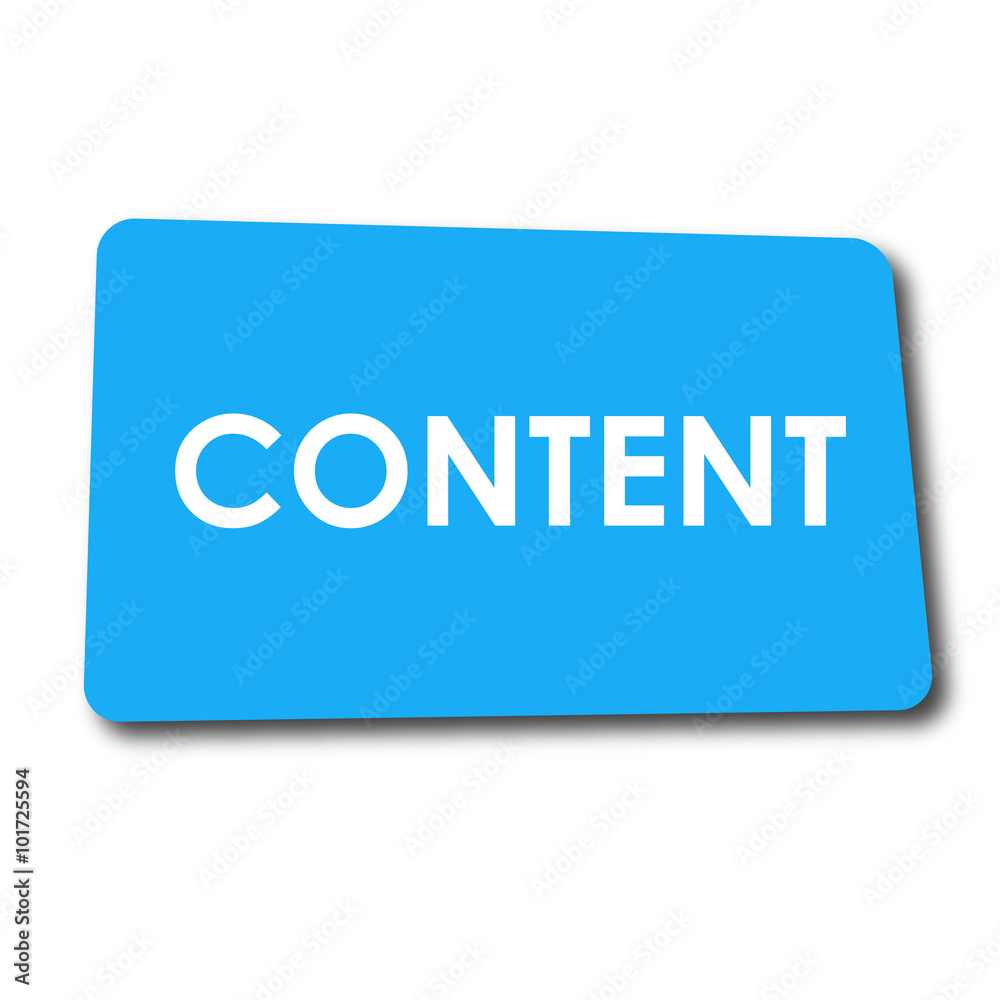 Icono plano CONTENT en rectangulo azul con sombra Icono plano CONTENT en rectangulo azul con sombra