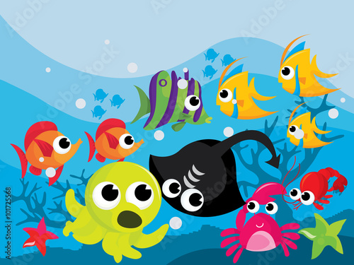 Colorful Cartoon Sea Creatures
