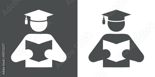 Icono plano estudiante leyendo #1