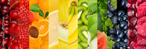 collage of various colorful healthy fruits
