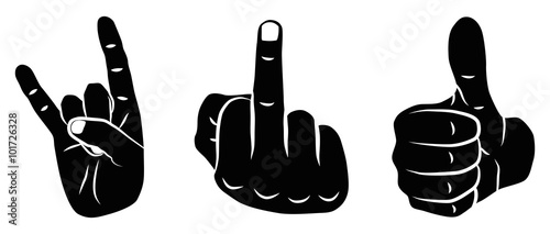 Icon Set Devil Horns, Thumbs Up & Fuck You