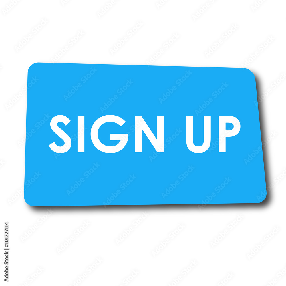 Icono plano SIGN UP en rectangulo azul con sombra Icono plano SIGN UP en rectangulo azul con sombra