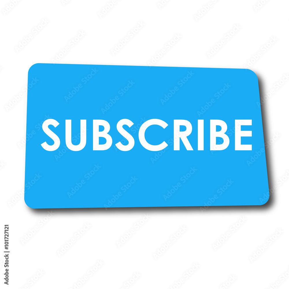 Icono plano SUBSCRIBE en rectangulo azul con sombra Icono plano SUBSCRIBE en rectangulo azul con sombra