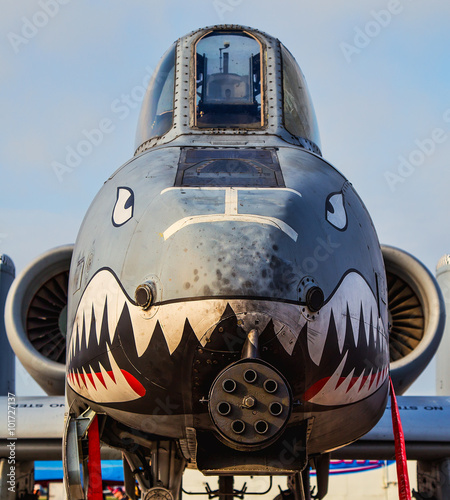 The face of an A-10 WartHog  aircraft.