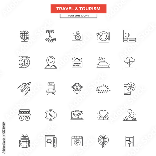 Flat Line Icons- Travel and Tourism