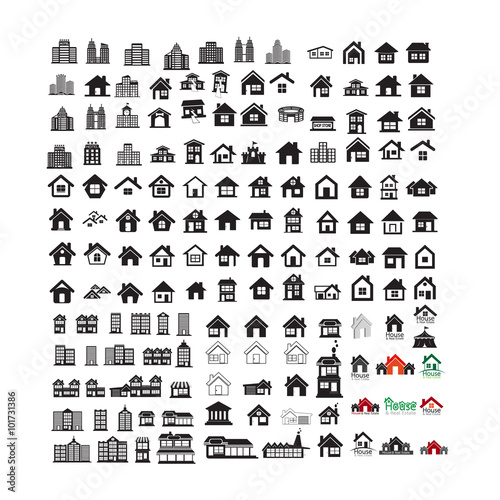Building Real estate Home icons set Illustration design