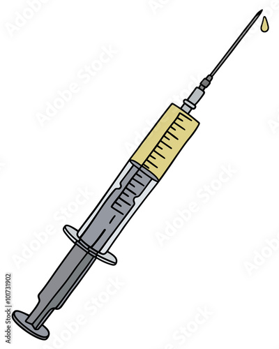 Syringe / Hand drawing, vector illustration