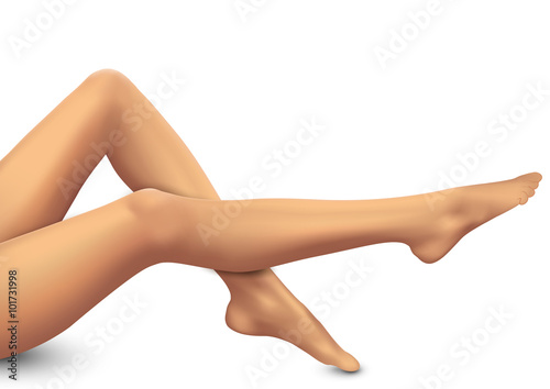 Beautiful women legs on white background.