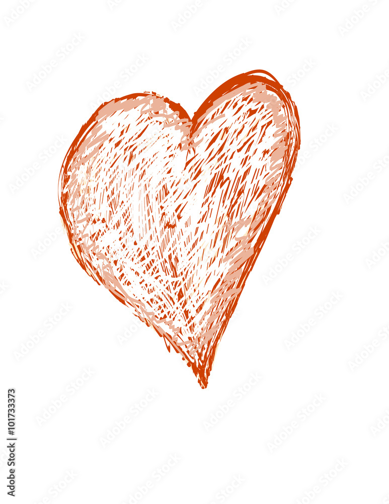 Hand-drawn painted red heart, vector element for your design Hand-drawn painted red heart, vector element for your design