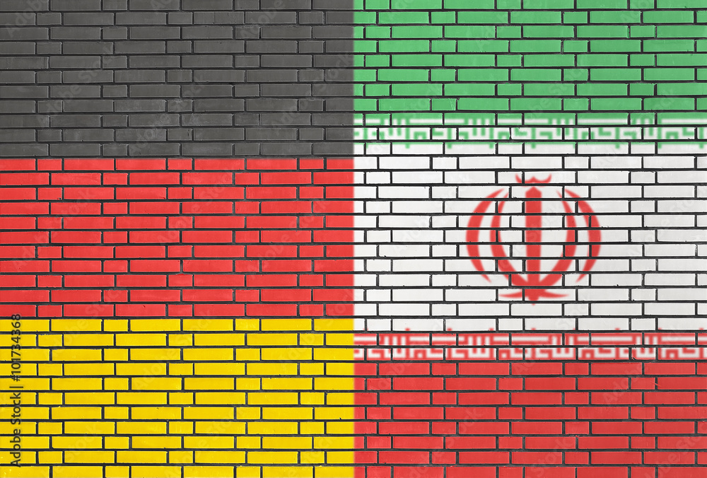 Germany and Iran flags on a wall Germany and Iran flags on a wall