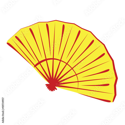 Chinese folding fan isolated on white
