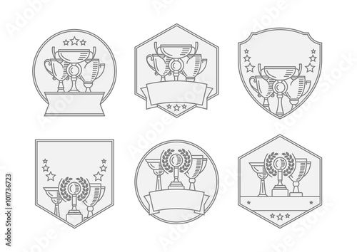 Cup winner logo or emblem. The idea of achieving victory. Three Cup winner. First second and third place. Logo competition. Vector sign template.