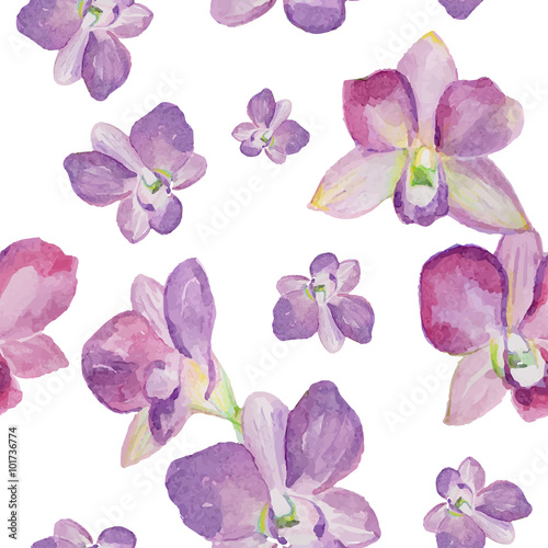 Watercolor seamless pattern of exotic flowers. 