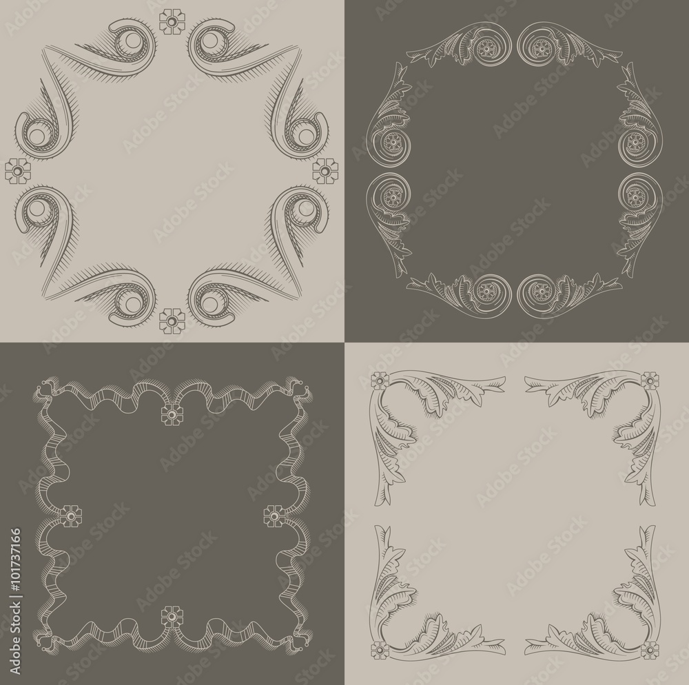 Vignettes in vector 3. Classical frames, vignettes in the art of engraving. Vignettes in vector 3. Classical frames, vignettes in the art of engraving.