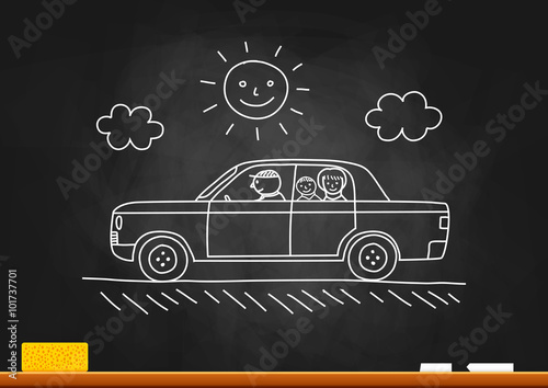 Car drawing on blackboard