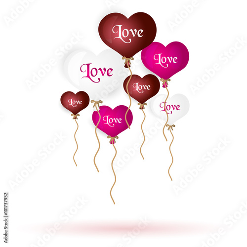 colorful helium balloons heart shape with text and valentine eps10