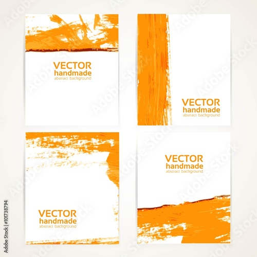 Abstract orange brush texture on  banner set 1