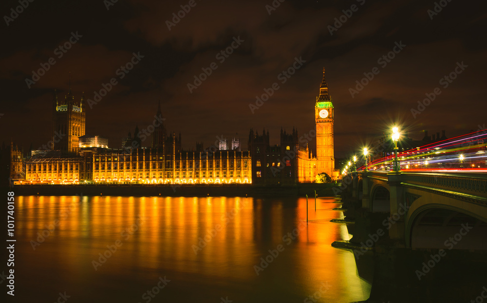 Big Ben at night, London, UK.