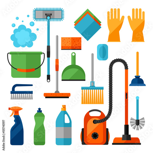 Housekeeping cleaning icons set. Image can be used on banners, web sites, designs