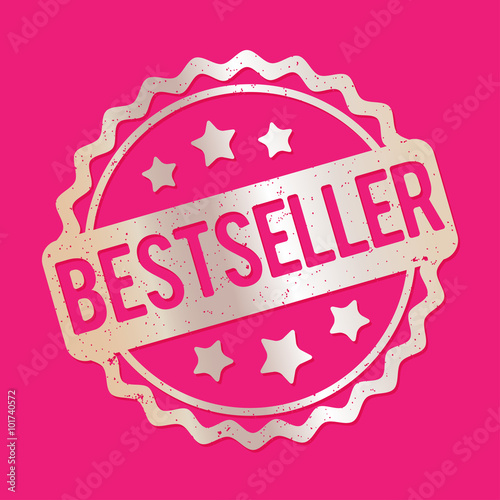 Bestseller rubber stamp silver on a pink background.